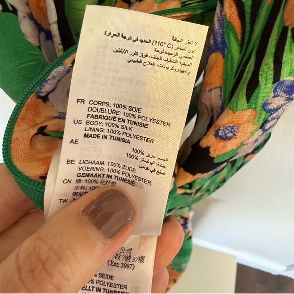 Sandro Maline Floral Print Silk Dress Verdant
Garden Green Midi Ruffle Sleeve M - Picture 6 of 8